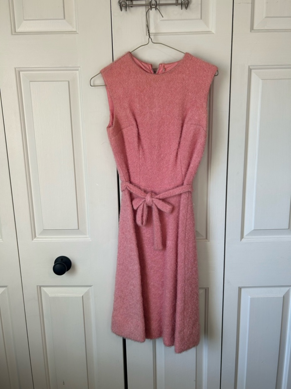 Original 1960sPink Sleeveless Belted Knit Dress